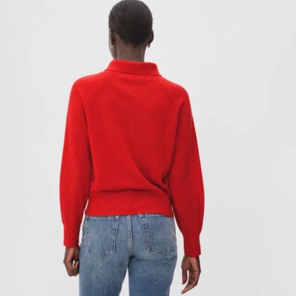 SOLD S The Cashmere Collared Sweater Long Sleeve Red - Picture 3 of 11